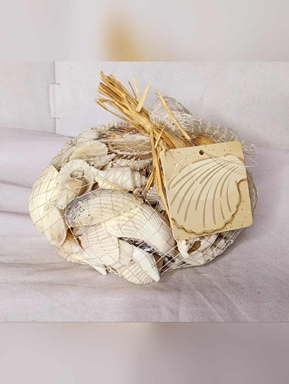 ​Decorative Seashell Assortment in Net Bag Mixed Natural Shells for Coastal Deco